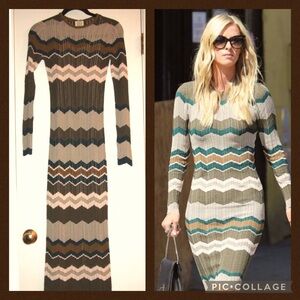 PRICE FIRM‼️NWOT FULL LENGTH SHAKIRA CHEVRON TORN BY RONNY KOBO LONG SLEEVE MAXI